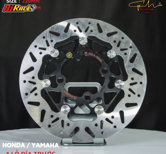 ĐĨA THẮNG GH-RACING - 220MM - 4 lỗ ốc - HONDA,YAMAHA, (ĐEN, XÁM)