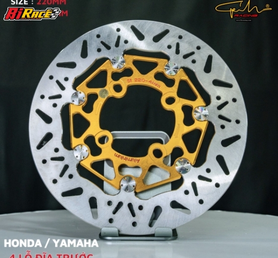 ĐĨA THẮNG GH-RACING - 220MM - 4 lỗ ốc - HONDA,YAMAHA, (ĐEN, XÁM)