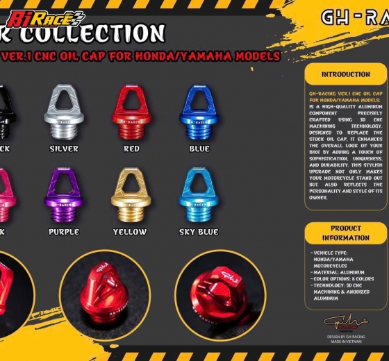 NẮP NHỚT NGẮN - GH RACING- HONDA/YAMAHA